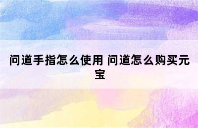 问道手指怎么使用 问道怎么购买元宝